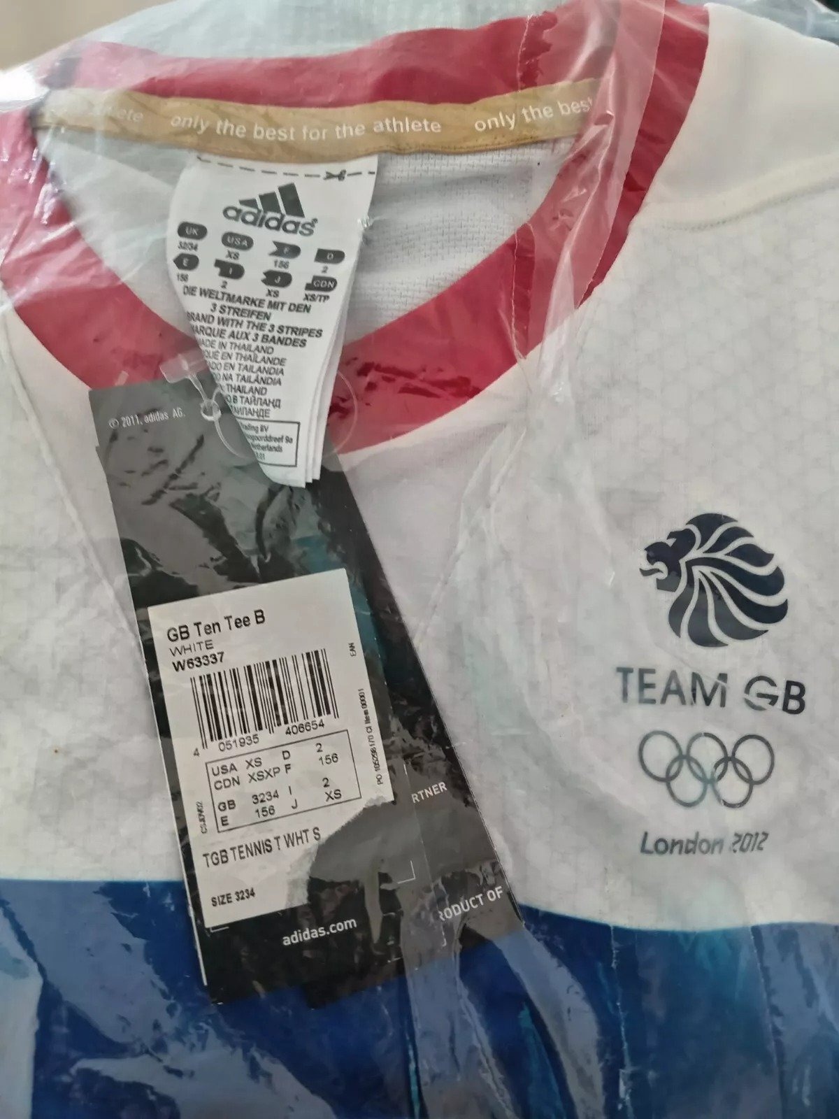 Adidas London 2012 Team GB Tennis White T-Shirt Size GB 32/34 - Image 2