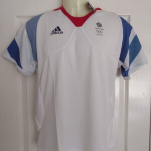 adidas Team GB Performance Short Sleeve Tee - White/Vivid Red Size GB 36/38