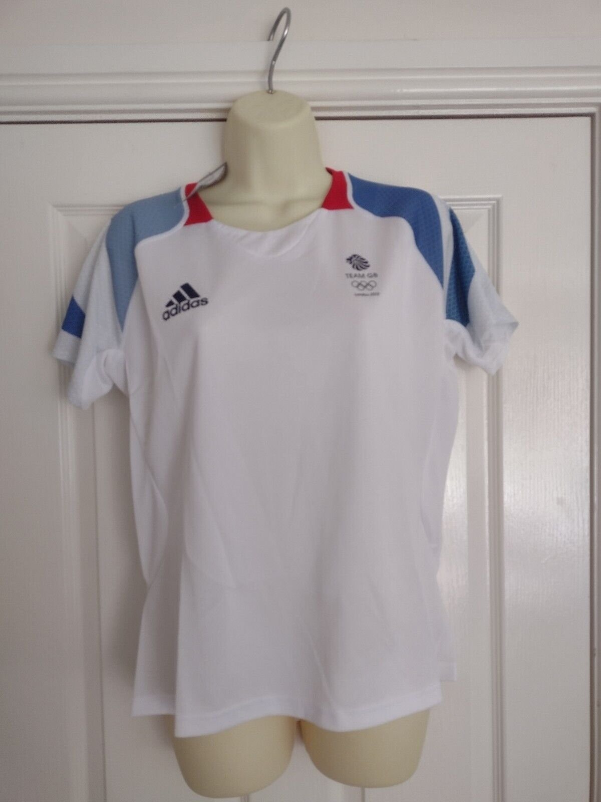 adidas Team GB Performance Short Sleeve Tee for Ladies White/Vivid Red Size UK 16