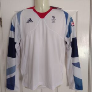 adidas Team GB Performance Long Sleeve Tee - White/Vivid Red Men’s Size GB 36/38
