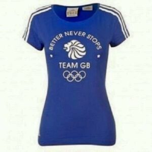 adidas Olympics Team GB 3 Stripe Ladies Size 14 Blue T Shirt – Better Never Stops
